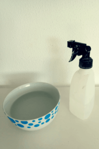 Wassergefäß und Sprühflasche